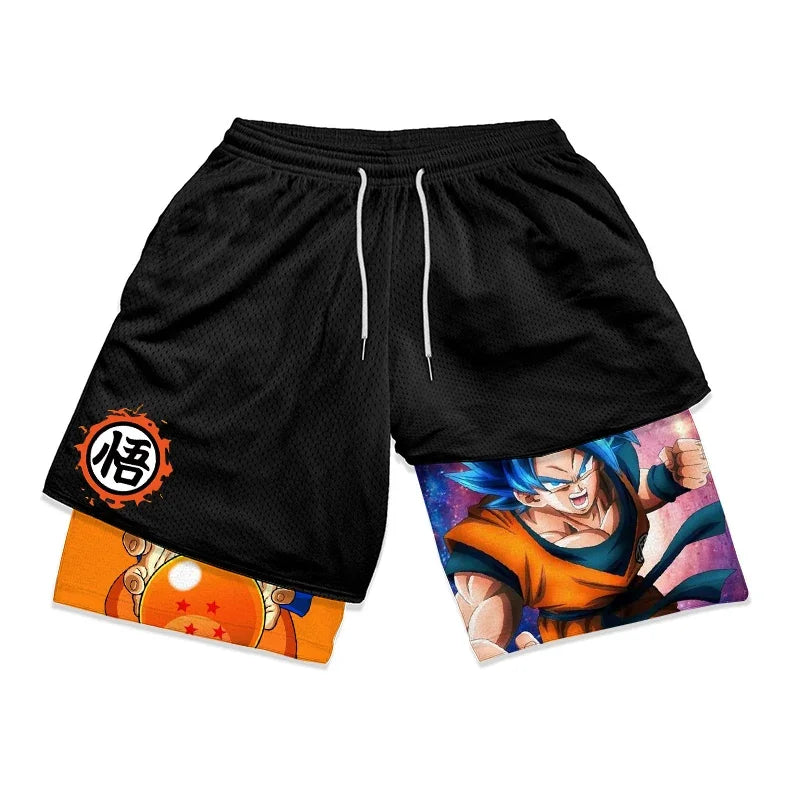 Short Muscu Dragon Ball Goku Saiyan Bleu